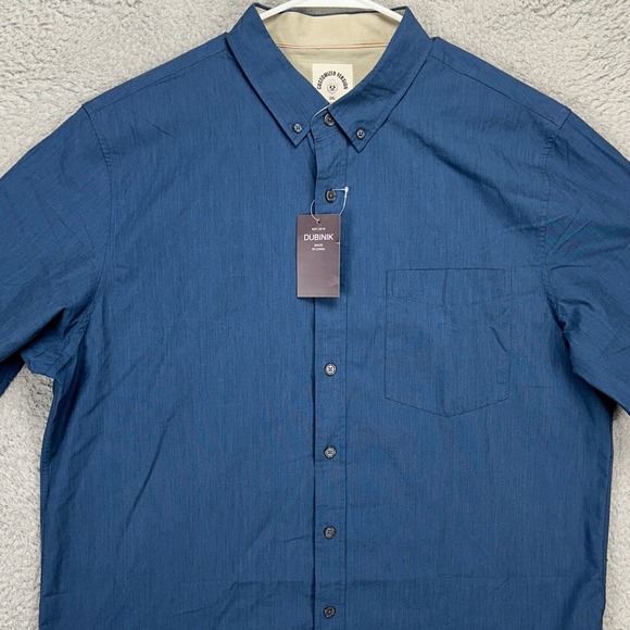 Customized Version Dubinik Adult Men Button Down Shirt 2XL Blue Short Sleeve NEW